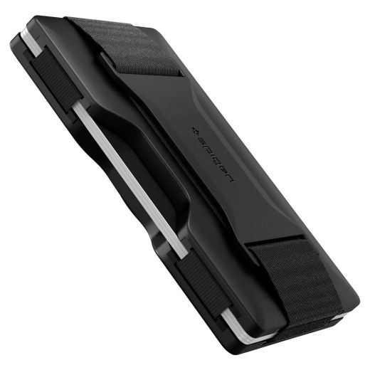Кожаный чехол для карточек c держателем для AirTag Spigen Card Holder Wallet S Black (AHP04245)
