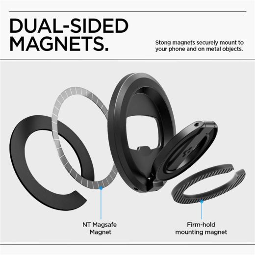 Магнітне кільце-підставка для телефону Spigen O-Mag Magnetic Phone Holder with Adjustable Stand Black (AMP08822)