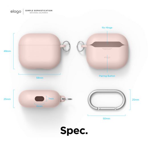 Силиконовый чехол Elago Liquid Hybrid Hang Lovely Pink для AirPods 3 (AP3RH-HANG-LPK)
