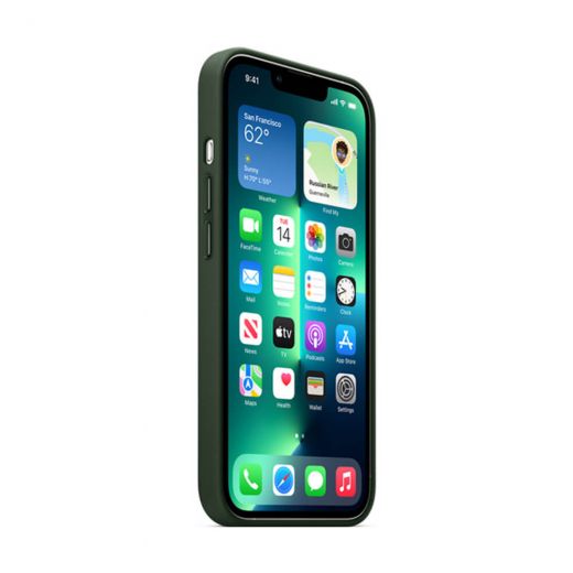 Оригінальний шкіряний чохол Apple Leather Case with MagSafe Sequoia Green для iPhone 13 Pro (MM1G3)