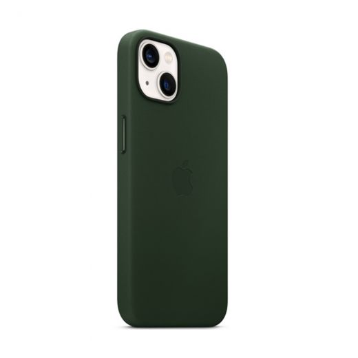 Оригинальный кожаный чехол Apple Leather Case with MagSafe Sequoia Green (MM173) для iPhone 13