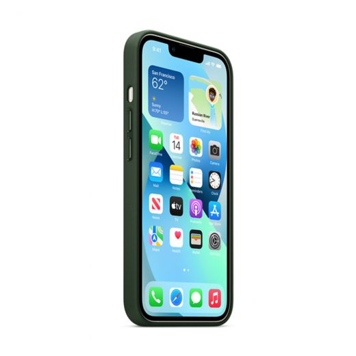 Оригінальний шкіряний чохол Apple Leather Case with MagSafe Sequoia Green для iPhone 13 (MM173)