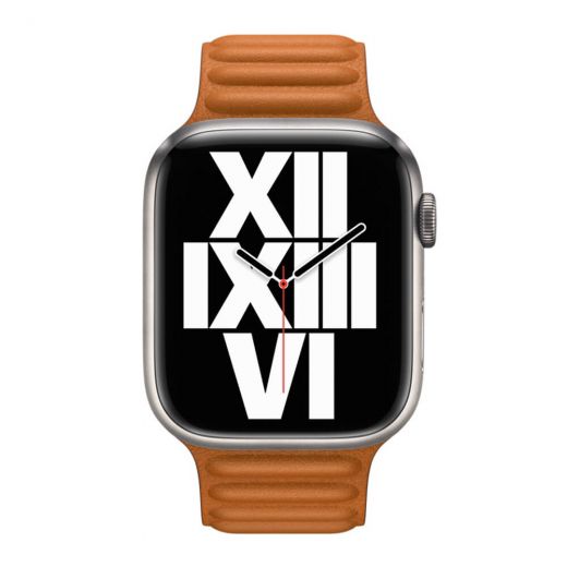Оригінальний ремінець Apple Leather Link Size S | M Golden Brown для Apple Watch 45 mm | 44 mm | 42 mm (ML7U3)