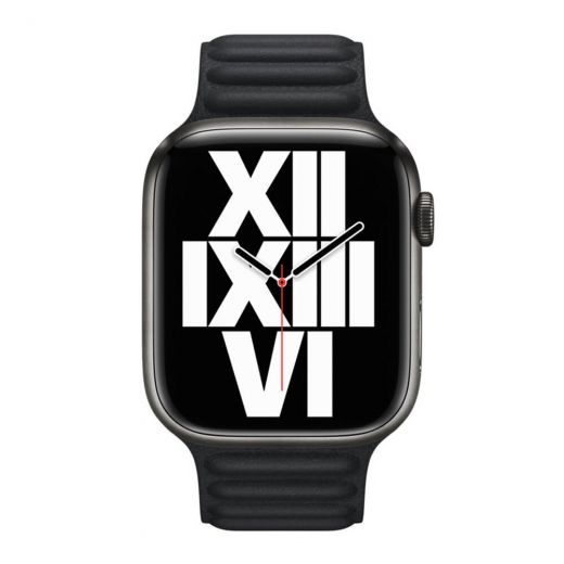 Оригинальный ремешок Apple Leather Link Size M | L Midnight для Apple Watch 49mm | 45mm | 44mm (ML823)