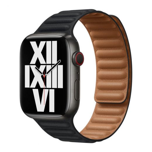 Оригінальний ремінець Apple Leather Link Size M | L Midnight для Apple Watch 49mm | 45mm | 44mm (ML823)