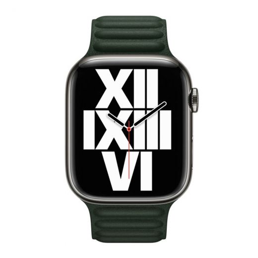 Оригінальний ремінець Apple Leather Link Size M | L Sequoia Green для Apple Watch 41mm | 40mm | 38mm (ML7Q3)