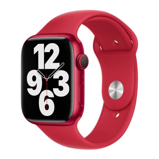 Оригінальний силіконовий ремінець Apple Sport Band (PRODUCT)Red для Apple Watch 45mm | 44mm | 42mm (MKUV3)