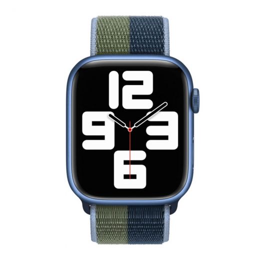 Оригінальний ремінець Apple Sport Loop Abyss Blue | Moss Green для Apple Watch 45 mm | 44 mm | 42 mm (ML313)