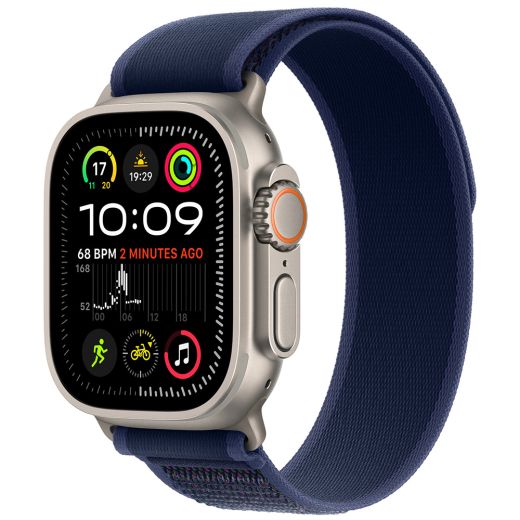 Оригінальний ремінець Apple Trail Loop Band Size M/L Blue Black Titanium Finish для Apple Watch 49мм | 46мм | 45мм | 44мм (MYQ83)