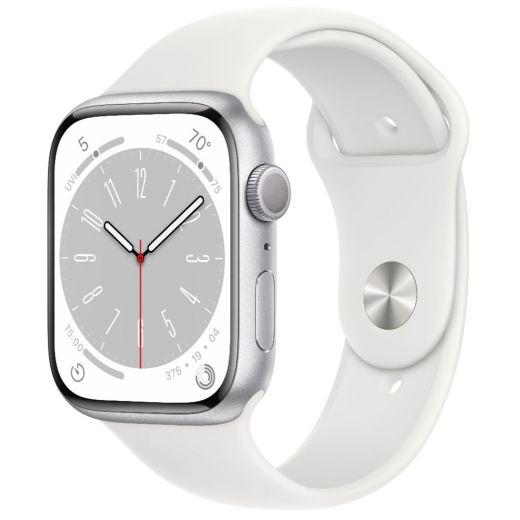 Смарт-годинник Apple Watch Series 8 GPS, 45mm Silver Aluminium Case With White Sport Band (MP6N3)