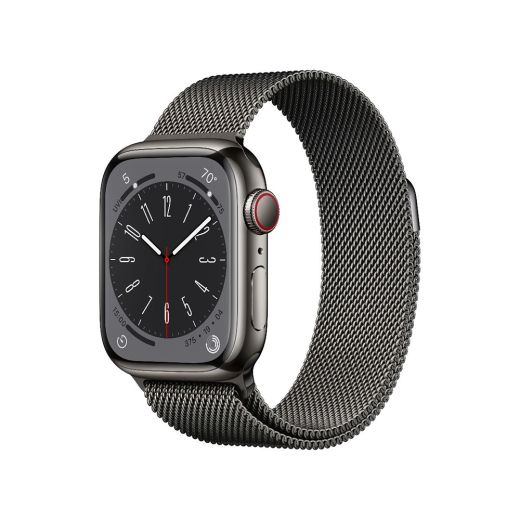 Смарт-часы Apple Watch Series 8 GPS + Cellular, 41mm Graphite Stainless Steel Case with Milanese Loop Graphite (MNJM3)