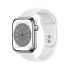 Смарт-часы Apple Watch Series 8 GPS + Cellular, 45mm Silver Stainless Steel Case with Sport Band White (MNKE3)