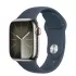 Б/В Смарт-годинник Apple Watch Series 9 GPS + Cellular 45mm Silver S. Steel Case w. Storm Blue Sport Band – S/M (MRMN3)