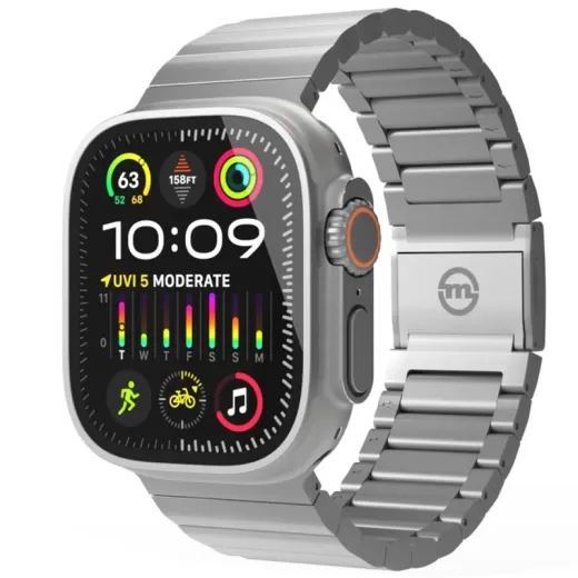 Титановий ремінець Mobile Origin Titan Natural Titanium для Apple Watch 49мм | 45мм | 44мм (AWTB-TITAN-SLV)