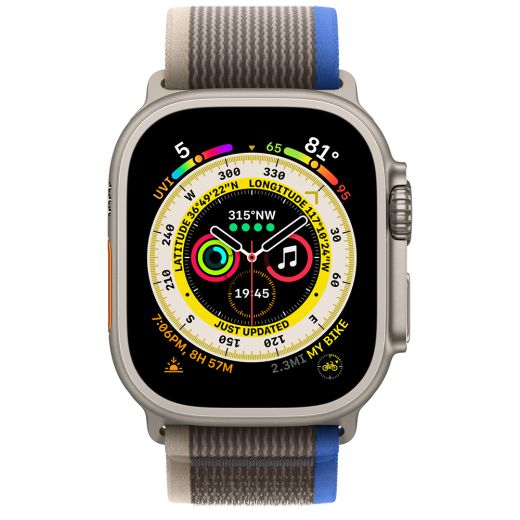 Смарт-годинник Apple Watch Ultra 49mm (GPS + Cellular) Titanium Case with Blue/Gray Trail Loop M/L (MQFV3)