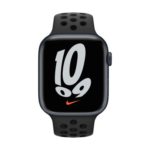 Смарт-годинник Apple Watch Nike Series 7 GPS, 41mm Midnight Aluminium Case With Nike Sport Band Anthracite/Black (MKN43)