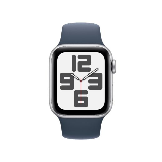 Смарт-годинник Apple Watch Series SE GPS, 40mm Silver Aluminium Case with Storm Blue Sport Band Size S/M (MRE13) 2023