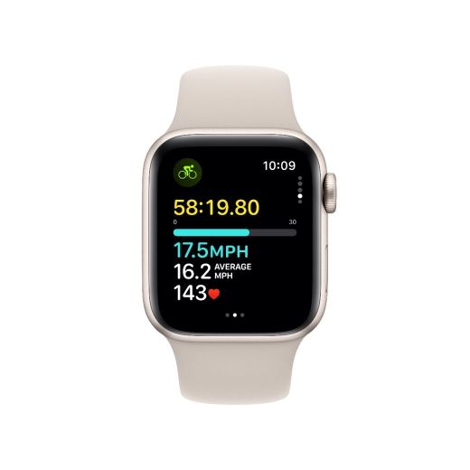 Смарт-годинник Apple Watch Series SE GPS, 40mm Starlight Aluminium Case with Starlight Sport Band S/M (MR9U3) 2023