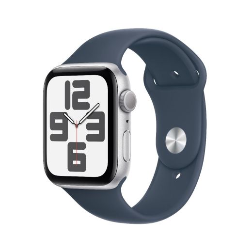 Смарт-годинник Apple Watch Series SE GPS, 44mm Silver Aluminium Case with Storm Blue Sport Band Size M/L (MREE3) 2023