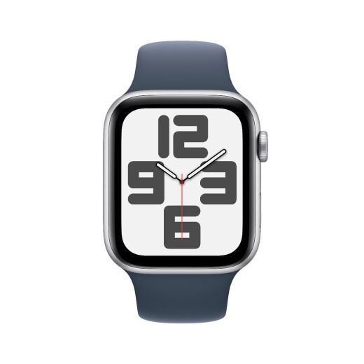 Смарт-часы Apple Watch Series SE GPS, 44mm Silver Aluminium Case with Storm Blue Sport Band Size M/L (MREE3) 2023