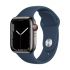 Смарт-часы Apple Watch Series 7 GPS + Cellular, 41mm Graphite Stainless Steel Case with Sport Band Abyss Blue (MKJ13, MKHJ3)