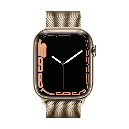 Смарт-часы Apple Watch Series 7 GPS + Cellular, 41mm Gold Stainless Steel Case with Milanese Loop Gold (MKJ03, MKHH3)