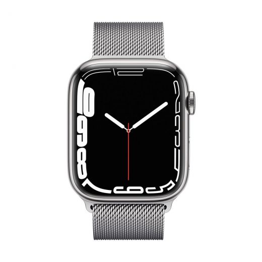 Смарт-часы Apple Watch Series 7 GPS + Cellular, 45mm Silver Stainless Steel Case with Milanese Loop Silver (MKJW3, MKJE3)