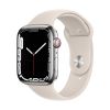 Смарт-часы Apple Watch Series 7 GPS + Cellular, 45mm Silver Stainless Steel Case with Sport Band Starlight (MKJV3, MKJD3)