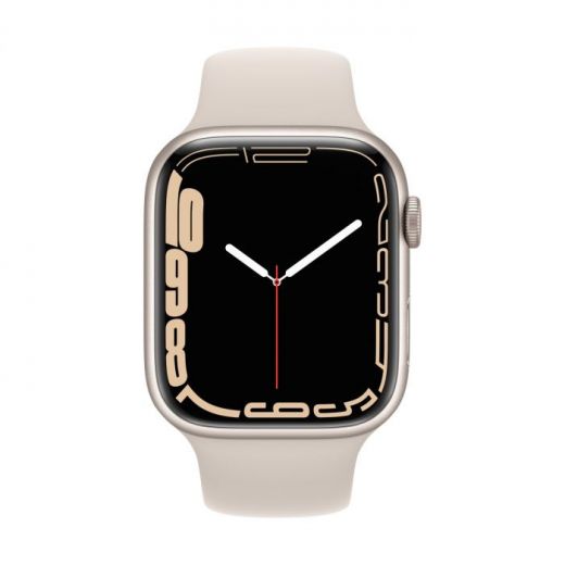 Смарт-часы Apple Watch Series 7 GPS, 45mm Starlight Aluminium Case With Starlight Sport Band (MKN63)