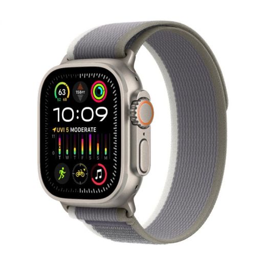 Смарт-часы Apple Watch Ultra 2 49mm (GPS + Cellular) Titanium Case with Green/Gray Trail Loop Band S/M (MRF33)