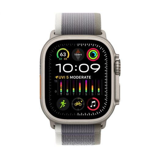 Смарт-годинник Apple Watch Ultra 2 49mm (GPS + Cellular) Titanium Case with Green/Gray Trail Loop Band S/M (MRF33)