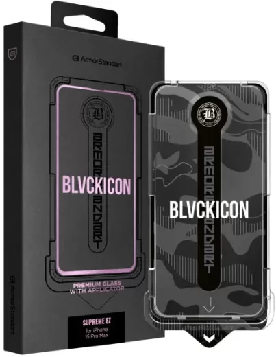 Защитное стекло с аппликатором ArmorStandart Black Icon Supreme EZ для iPhone 15 Pro Max (ARM79263)