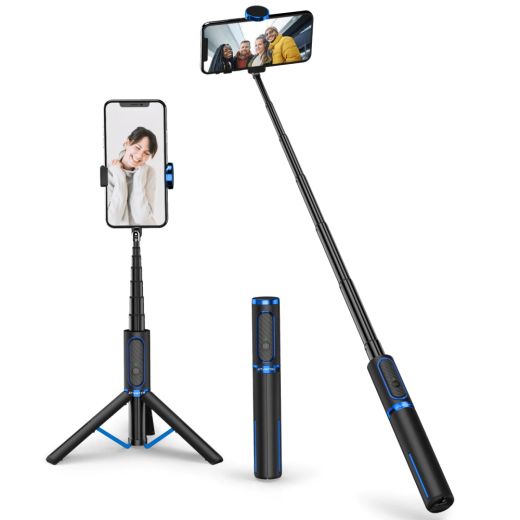 Палка для селфи на штативе Atumtek Premium Mini 80 см Phone Tripod Selfie Stick Blue
