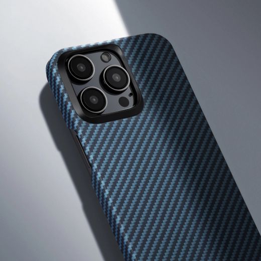 Карбоновий чохол Pitaka MagEZ Case 4 1500D Black/Blue (Twill) для iPhone 15 Pro Max (KI1508PM)