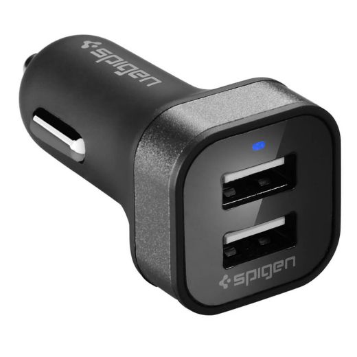 Автомобильное зарядное устройство Spigen Dual Port USB F24QC 4.8A Black