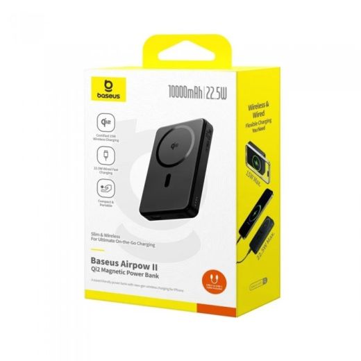 Повербанк Baseus Airpow Ⅱ Qi2 Magnetic 10000mAh 22.5W Black (P10080000123-00)