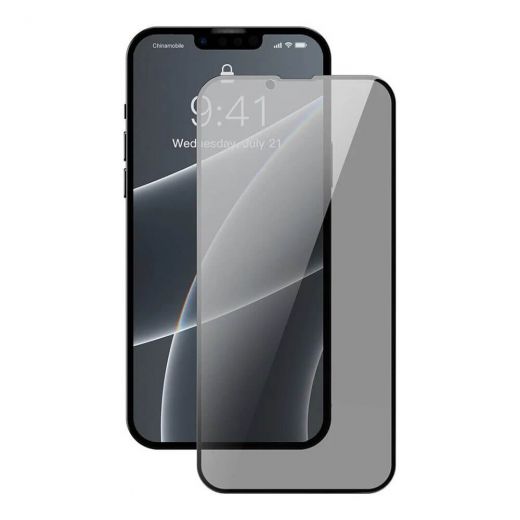Антишпион защитное стекло Baseus 0.3 mm Full Screen Anti-Spy FG Black для iPhone 14 | 13 | 13 Pro (SGQP010701) (2 шт)