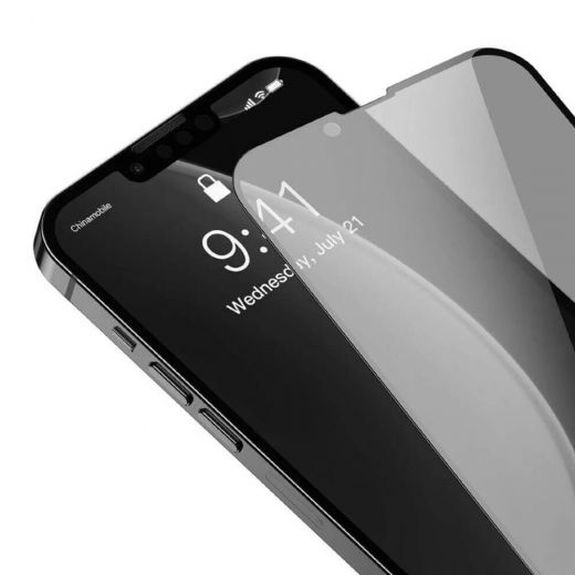 Антишпигун захисне скло Baseus 0.3 mm Full Screen Anti-Spy FG Black для iPhone 14 | 13 | 13 Pro (SGQP010701) (2 шт)