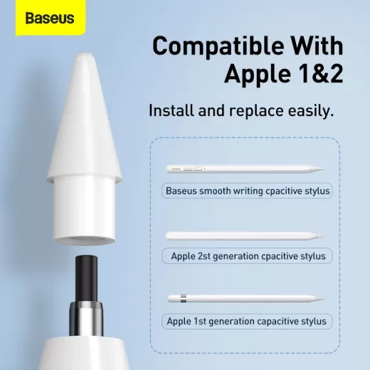 Наконечники для стілуса Baseus 2pcs Pencil Tips White для Apple Pencil