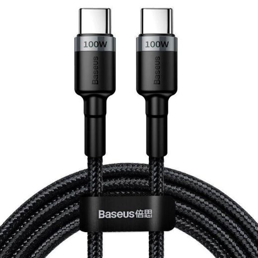 Кабель Baseus Cafule PD2.0 100W flash charging Type-C to Type-C (20V 5A) 1 метр Gray+Black (CATKLF-DLG1)