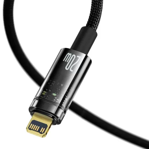 Кабель Baseus Explorer Series Intelligent Power-Off USB Type-C to Lightning 20W Black 1 метр (CATS000001)