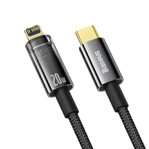 Кабель Baseus Explorer Series Intelligent Power-Off USB Type-C to Lightning 20W Black 1 метр (CATS000001)