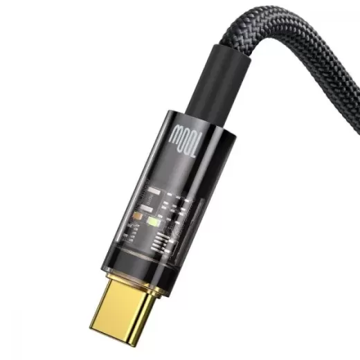Кабель Baseus Explorer Series Auto Power-Off Fast Charging Data Cable USB to Type-C 100W 1 метр Black (CATS000201)