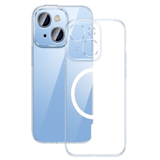 Пластиковый чехол + защистное стекло Baseus Crystal Series Magnetic Case Transparent для iPhone 14 (ARJC000002)