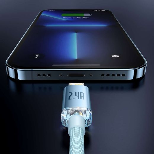 Кабель Baseus Crystal Shine Series USB-A to Lightinng Pink для iPhone 2.4A 1.2 метра (CAJY001104)