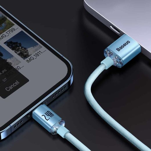 Кабель Baseus Crystal Shine Series USB-A to Lightinng Blue для iPhone 2.4A 2 метра (CAJY001203)
