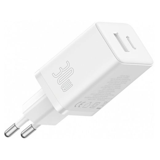 Быстрая зарядка Baseus Cube Fast Charger Type-C + USB 30W Moon White (P10111404213-00)