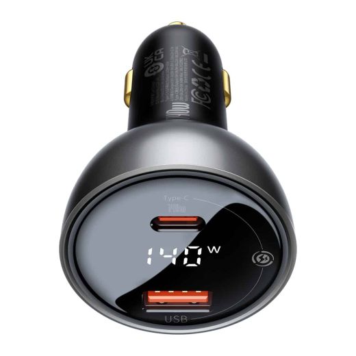 Автомобільний зарядний пристрій Baseus Digital Display PD 3.1 Dual Fast Charger Car Charger U+C 140W Set Black (CGZX070001)