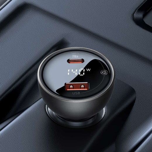 Автомобільний зарядний пристрій Baseus Digital Display PD 3.1 Dual Fast Charger Car Charger U+C 140W Set Black (CGZX070001)