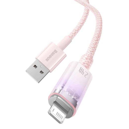 Кабель з контролем температури Baseus Explorer Series USB-A to Lightning Pink для iPhone 2.4A 2 метра (CATS010104)